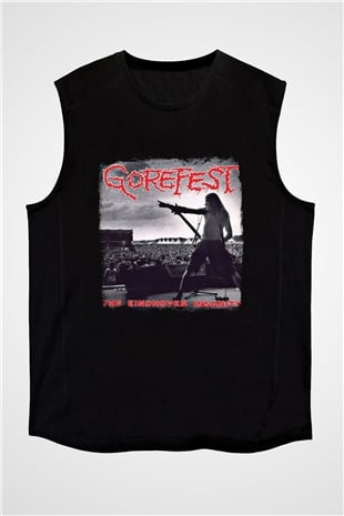Gorefest Baskılı Unisex Siyah Kolsuz Tişört