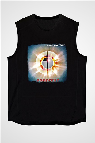 Gorefest Baskılı Unisex Siyah Kolsuz Tişört