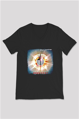 Gorefest Baskılı Unisex Siyah V Yaka Tişört