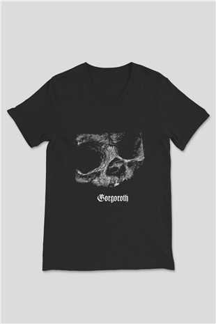 Gorgoroth Baskılı Unisex Siyah V Yaka Tişört