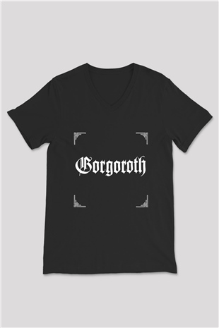 Gorgoroth Baskılı Unisex Siyah V Yaka Tişört