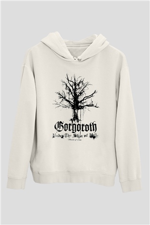 Gorgoroth Beyaz Unisex Kapşonlu Sweatshirt