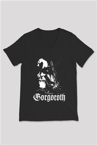 Gorgoroth Siyah Unisex V Yaka Tişört T-Shirt