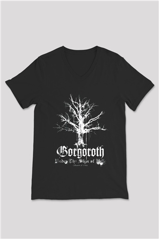 Gorgoroth Siyah Unisex V Yaka Tişört T-Shirt