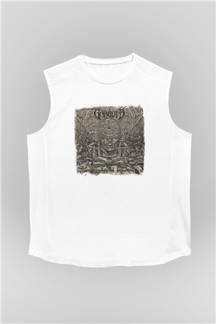 Gorguts Baskılı Unisex Beyaz Kolsuz Tişört
