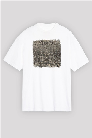Gorguts Baskılı Unisex Beyaz Oversize Tişört