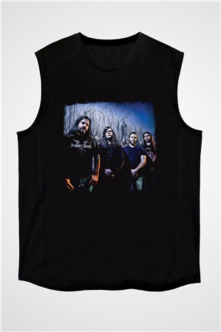 Gorguts Baskılı Unisex Siyah Kolsuz Tişört