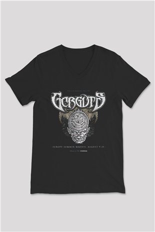 Gorguts Siyah Unisex V Yaka Tişört