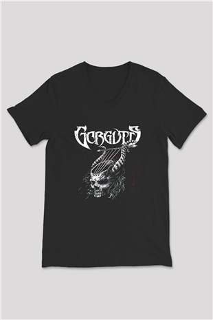 Gorguts Siyah Unisex V Yaka Tişört