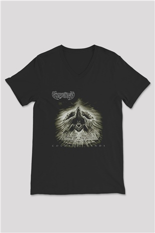 Gorguts Siyah Unisex V Yaka Tişört T-Shirt