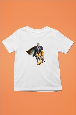 Goril Baskılı Beyaz Unisex Çocuk Tişört