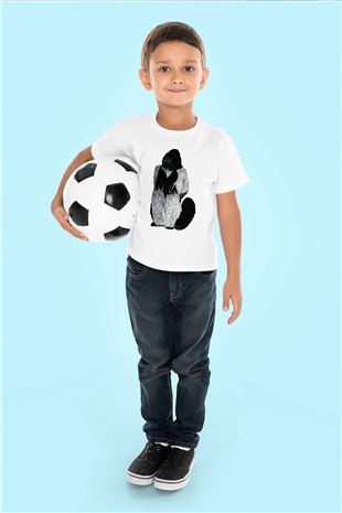 Goril Beyaz Unisex Çocuk Tişört