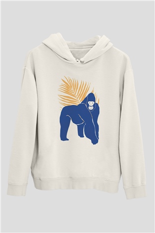 Goril Beyaz Unisex Hoodie