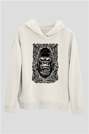 Goril Beyaz Unisex Hoodie