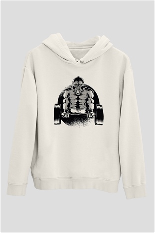 Goril Beyaz Unisex Hoodie