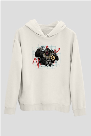 Goril Beyaz Unisex Hoodie