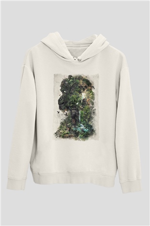 Goril Beyaz Unisex Hoodie