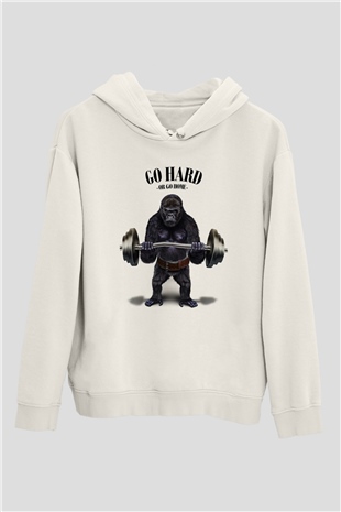Goril Beyaz Unisex Hoodie