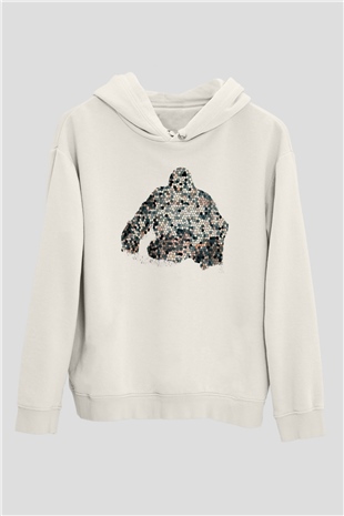 Goril Beyaz Unisex Hoodie
