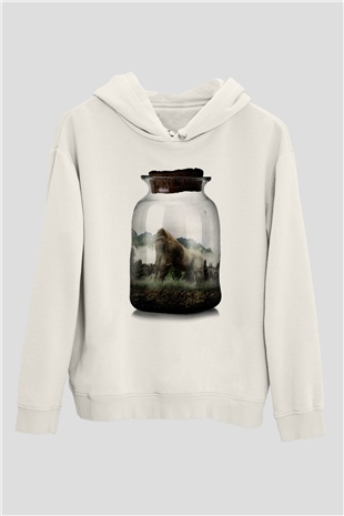 Goril Beyaz Unisex Hoodie