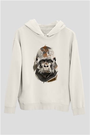 Goril Beyaz Unisex Hoodie