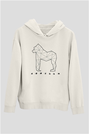 Goril Beyaz Unisex Hoodie
