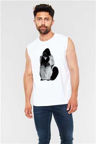 Goril Beyaz Unisex Kolsuz Tişört