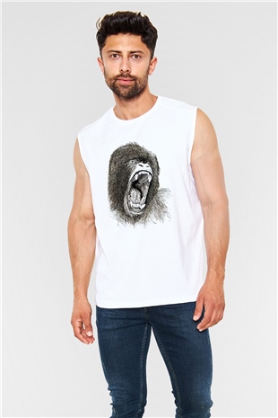 Goril Beyaz Unisex Kolsuz Tişört