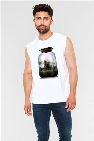 Goril Beyaz Unisex Kolsuz Tişört