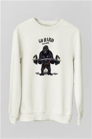 Goril Beyaz Unisex Sweatshirt
