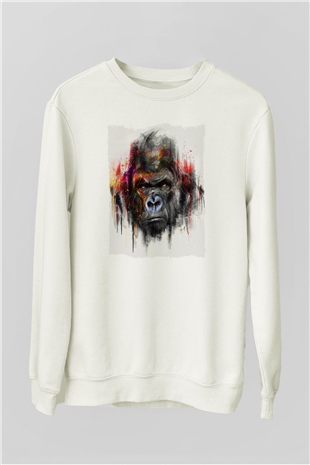 Goril Beyaz Unisex Sweatshirt