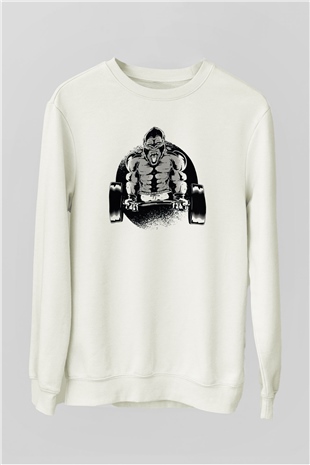 Goril Beyaz Unisex Sweatshirt