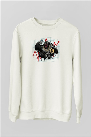 Goril Beyaz Unisex Sweatshirt