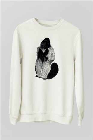 Goril Beyaz Unisex Sweatshirt