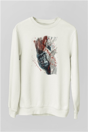 Goril Beyaz Unisex Sweatshirt
