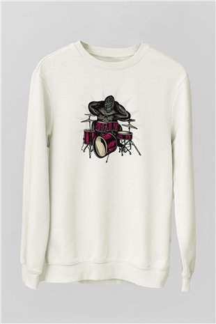Goril Beyaz Unisex Sweatshirt