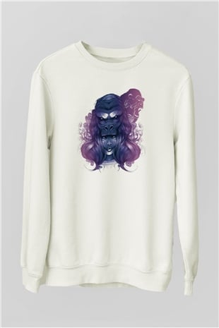 Goril Beyaz Unisex Sweatshirt