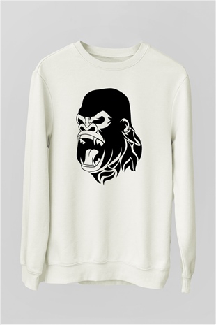 Goril Beyaz Unisex Sweatshirt