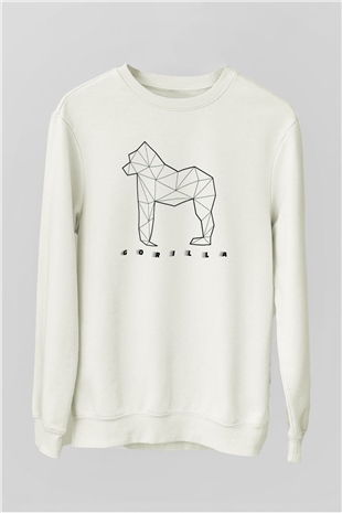 Goril Beyaz Unisex Sweatshirt