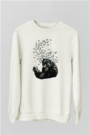 Goril Beyaz Unisex Sweatshirt