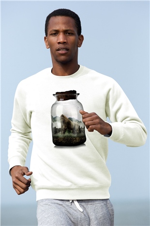 Goril Beyaz Unisex Sweatshirt