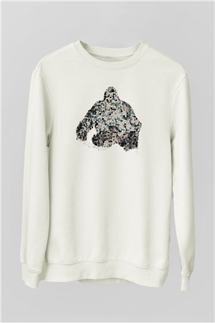 Goril Beyaz Unisex Sweatshirt