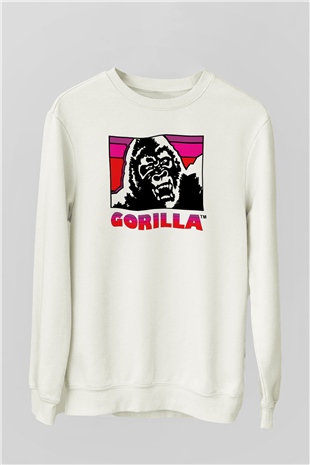 Goril Beyaz Unisex Sweatshirt