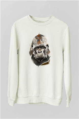 Goril Beyaz Unisex Sweatshirt