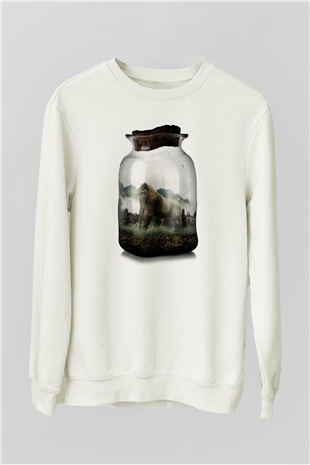Goril Beyaz Unisex Sweatshirt