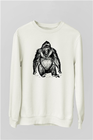 Goril Beyaz Unisex Sweatshirt