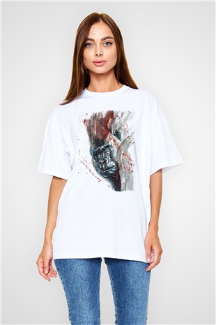 Goril Beyaz Oversize Tişört Oversize T-shirt - TişörtFabrikası