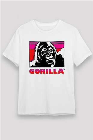Goril Beyaz Unisex Tişört T-Shirt - TişörtFabrikası