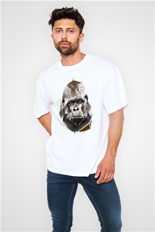 Goril Beyaz Oversize Tişört Oversize T-shirt - TişörtFabrikası