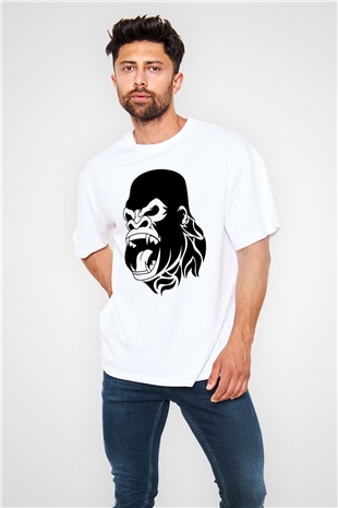 Goril Beyaz Oversize Tişört Oversize T-shirt - TişörtFabrikası